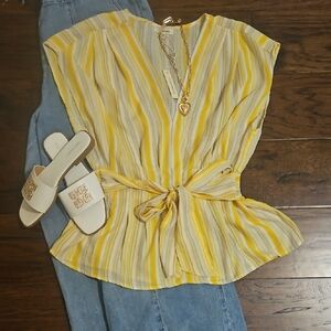 Striped Yellow and Cream Women's Top